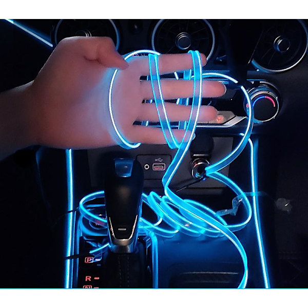 3m Bilindretning Tilbehør Atmosfære Lampe Koldt Lys Linje Diy Dekorativ Instrumentbræt Konsol Auto Led Ambientelys（Himmelblå）