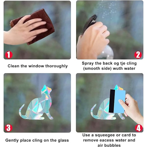 9 Styles Katte Vindue Klamrer Statiske Regnbue Glas Klistermærker Vindue A