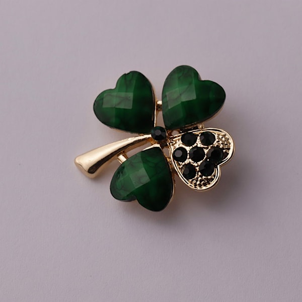 4 stk. Firkløver Brosche Pin Grøn Rhinestone Brosche Legering Cr