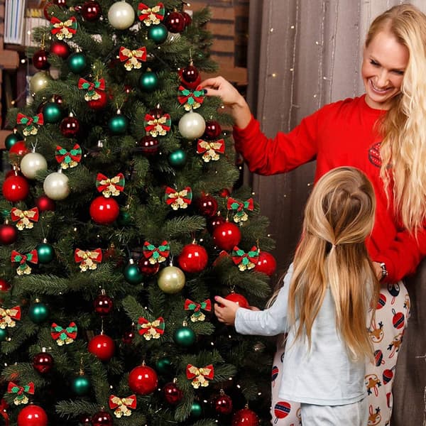 32 st presentbågar med små klockor Jul knut dekorationsbåge med 2 P