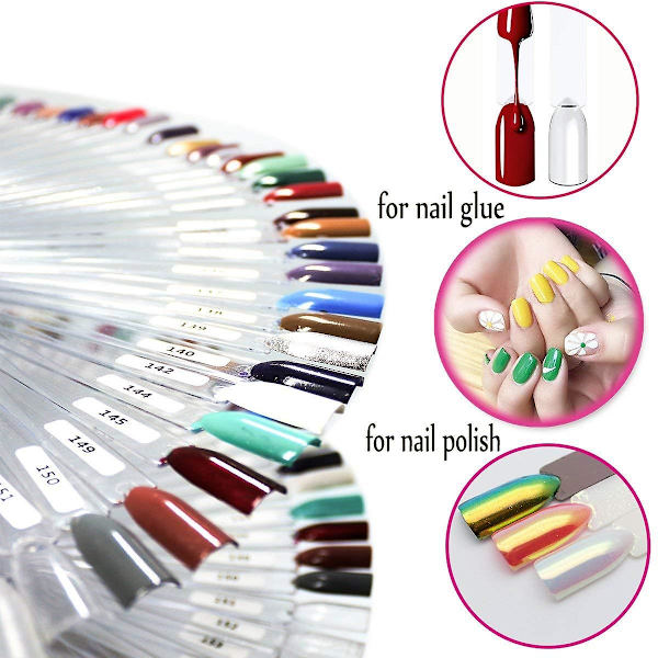 50x Nagelkonst Tips Färg Pop Sticks Display Fläkt Övning Starter Ring Klar Vit