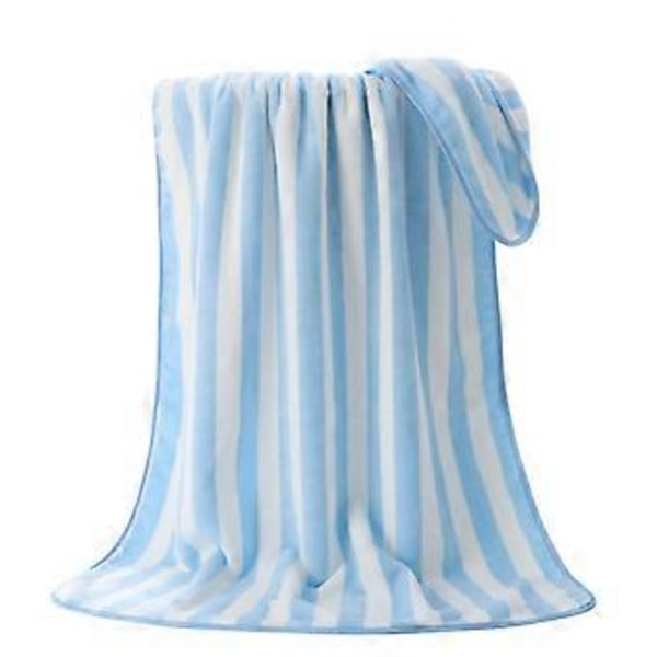 Sammet Badhandduk Handduk För Vuxna Daglig Användning Hemma Absorberande Torr Hårhandduk Som Inte Hårar Strandhandduk Randigt Mönstrad Badhandduk Blue
