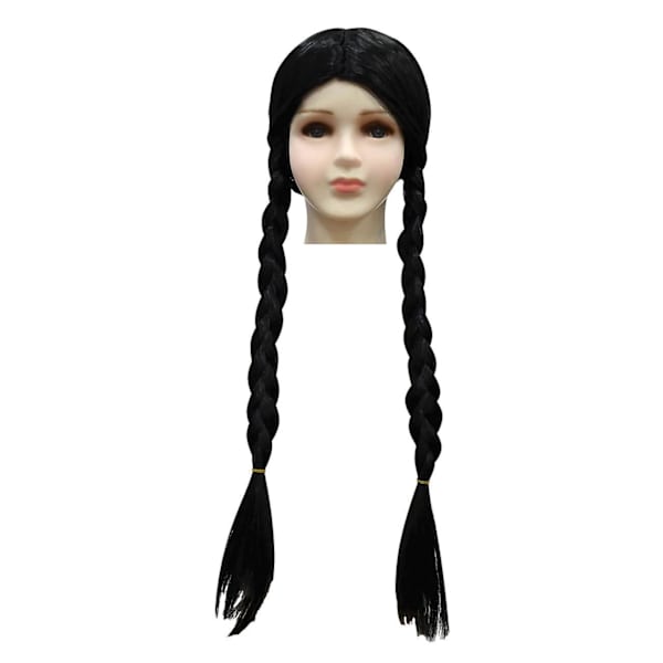 Wednesday Addams Cosplay -asu, Halloween-asu, karnevaaliasu, naamiaisasu tytöille (140 cm, sisältää laukun ja peruukin)