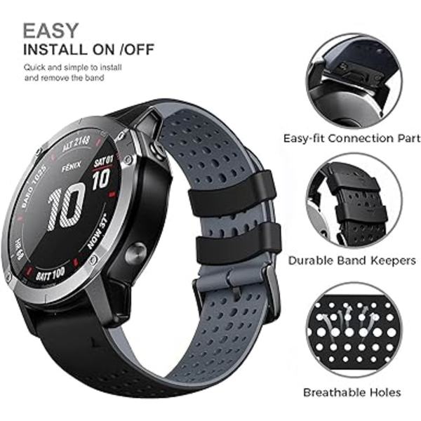 Klockarmband för Fenix ??7X/Fenix ??6X/Fenix ??5X, Quickfit 26mm S