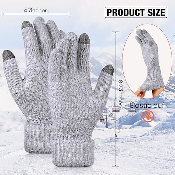 4 par dam vinter touch screen handskar varma fleecefodrade stickade handskar