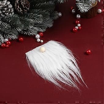 1 Set Falska Skägg och Träkulor Kit Förklippt Tomteskägg Tomte Tillbehör