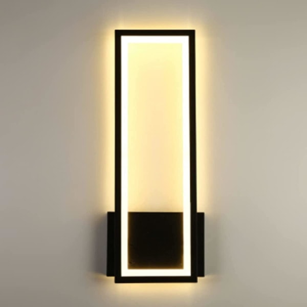 LED Wall Lights Indoor, Black Modern Simple Rectangular Wall Scon