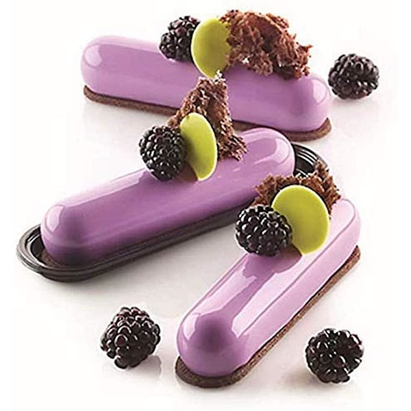 8 Hulrums DIY Silikoneform Lange Strimler Eclair Cookies Form Bageform Til Fingerkiks Chokolade Cracker Bar Stick