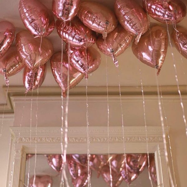 20 st Rose Gold Hjärtformade Ballonger Helium Dekoration Romantisk för Alla Hjärtans Dag, Dekoration Förlovning och Bröllop