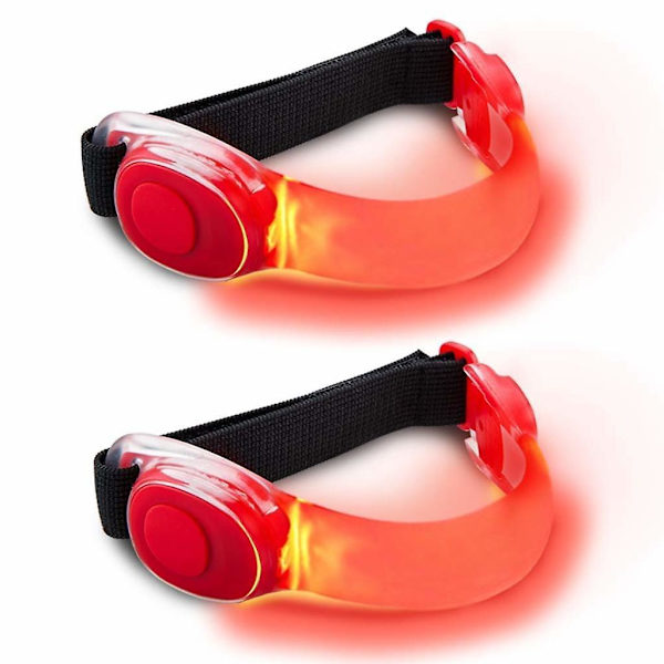 Justerbara reflekterande, lätta, hög synlighet Led-armband - Röd (2 st)（Röd）