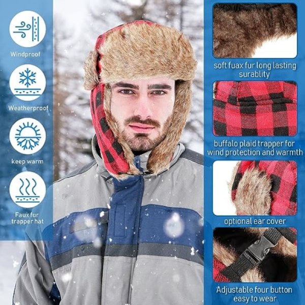 (Röd) Herr Faux Fur Catcher Hat