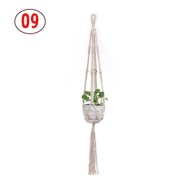 2 st Macrame växt hängare vit handgjord bomullsrep inomhus utomhus hängande växtkruka（9）
