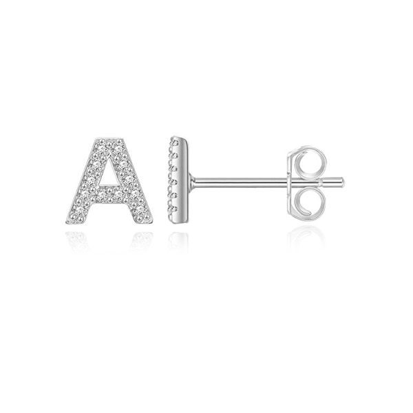 925 Sterling Silver initiala örhängen för flickor - Vitguldsplatta