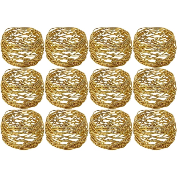 (Guld, 12) Set med 12 Casa handgjorda guld runda Mesh servettringar Ho
