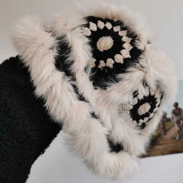 Fiskerhatte kaninhår kvindelig voksen tigerhoved hat efterår og