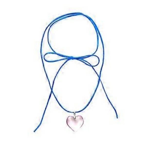Elegantti goottilainen sydänriipus kaulakoru naisille hääjuhliin solmittu rusettikaulakoru säädettävä ketju Y2K koru Pink Blue