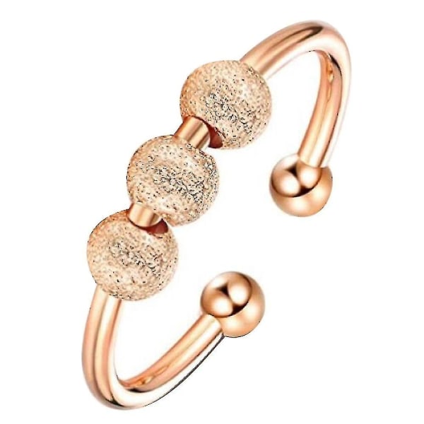 4st Spinner Fidget Beads Ringar Dam Flickor Ångestringar Lindrar stress Ringar i rostfritt stål Roterbar fritt Ring