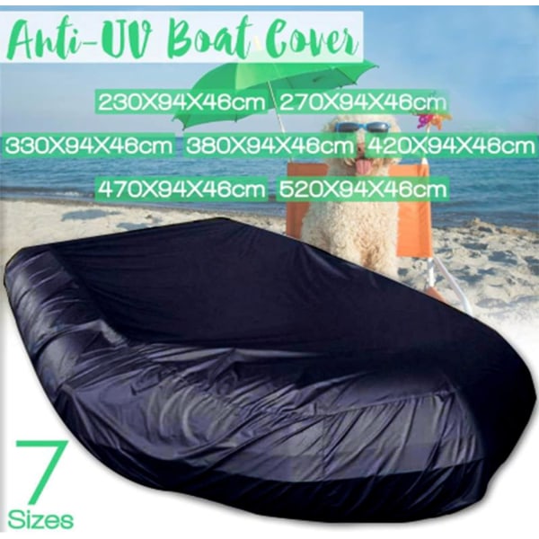 UV-resistent oppustelig bådcover, sort, 470*94*46cm