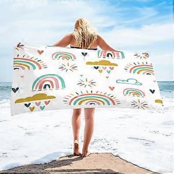 Mikrofiber Strandhandduk Superlätt Färgglad Badhandduk Sandtät Strandfilt Multifunktionell Handduk För Resor Simbassäng 30x60 Tum