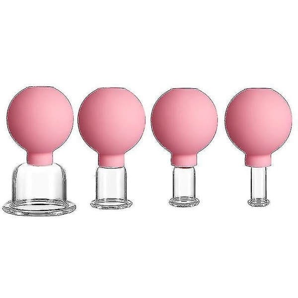 Pink Gummimassagekrop Kopper Vakuum Cupping Glas Ansigt Hudløftning Ansigtskopper Anti Cellulite Cupping Terapi Værktøj Fa1044