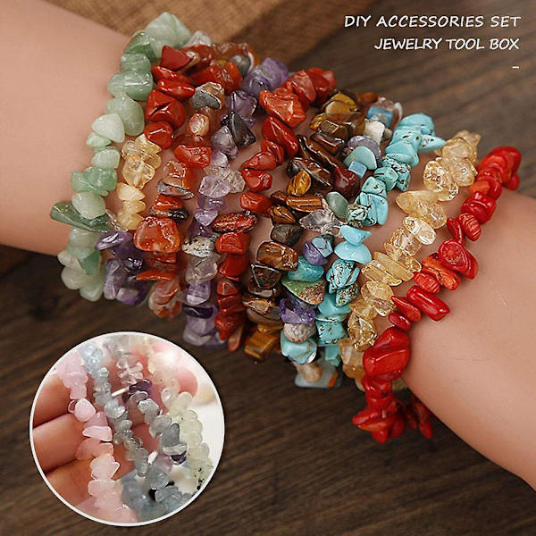 Kristall smyckestillverkningssats, kristallpärlor armband smyckestillverkningssats Diy oregelbundna kristaller och ädelstenar