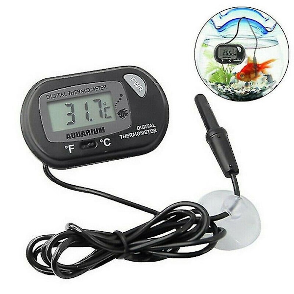 Digital LCD-skärm Fisk Akvarium Reptil Terrarium Temperatur Termometer Sond Mätare Kyl Med Sugkopp Husdjurstillbehör