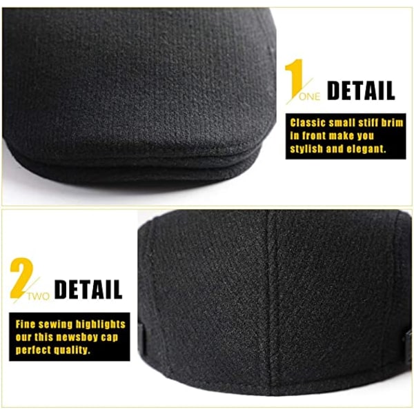 Keps Basker Platt Herr Hatt Justerbar Platt Höst Vinter Black