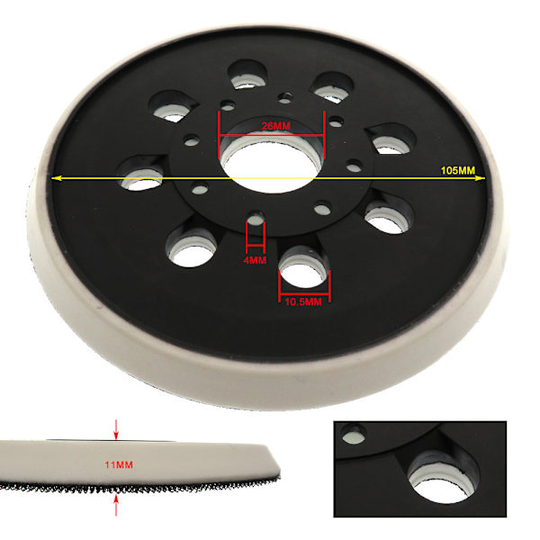 123 mm stödplatta kompatibel med Bosch PEX 220 A, GEX 125-1 AE, PEX 220 AE, Skil 7402/7490, 2 stycken