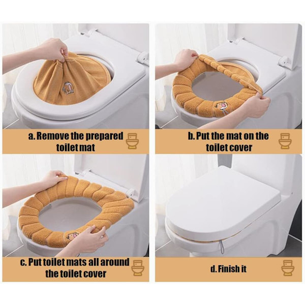 6PCS Toalettstolsskydd, Tvättbart Toalettstolsskydd, Toalettstolsskydd C