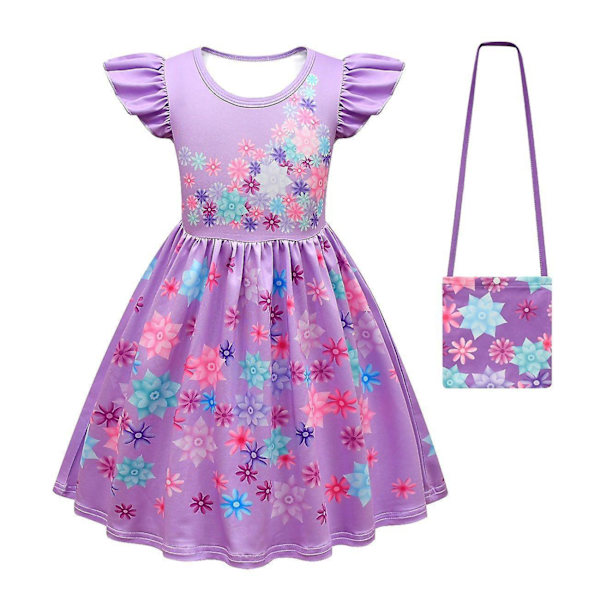 Børns Encanto Pigedress Encanto Mirabel Kostumedress Passer til 3-8 år gamle（130cm）