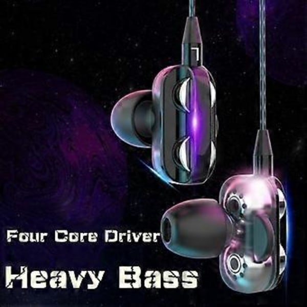 Fyrkärniga Bass Hörlurar Vattentäta Stereo In-ear Trådbundet Headset Brusreducering Med