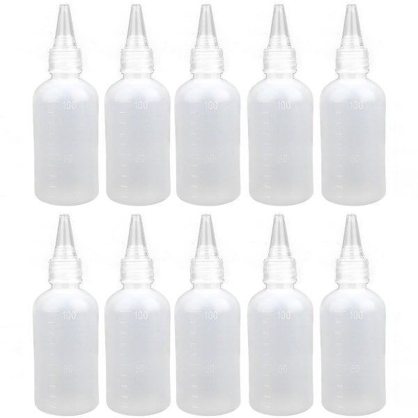 10 st plastflaskor med klämflaska, 100 ml små klämflaskor för kryddor, dispenserflaskor, plastflaskor med klämflaska för vätska, tomma flaskor för resor