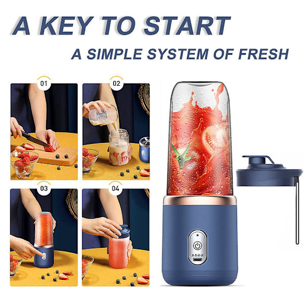 Bærbar Frugtpresser Til Udendørs Rejser 6 Blade Saftkop Saftpresser Frugtjuicekop USB Opladning (Pink)