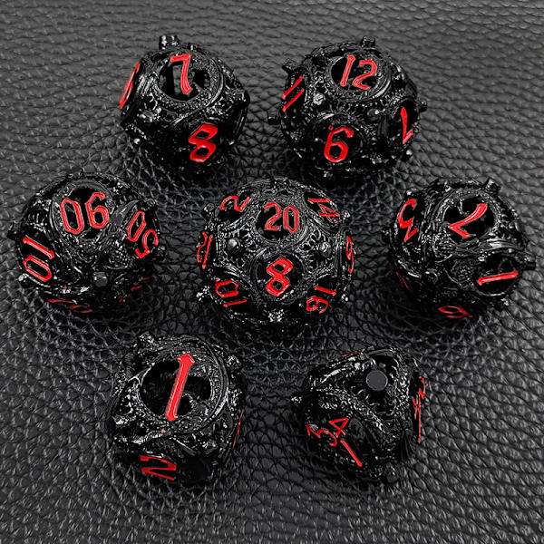 Dungeons and Dragons spillterninger HNCCESG rollespillterninger 7 deler med metallboks polyhedral hule metall runde drageterninger D4/D6/D8/D10
