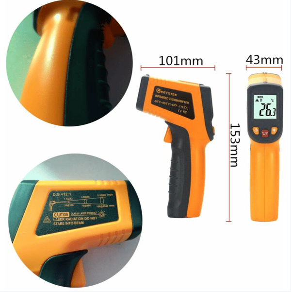 Laser Infraröd Termometer Digital Pistol -50-600°C, Gul