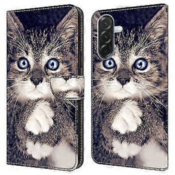 Læderetui med mønstertryk, pung og stativ til Samsung Galaxy A16 5G/ 4G Hand-holding Cat