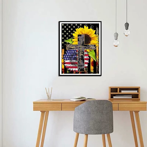 Pääsiäisristi timanttimaalaussetti, pyöreä täysi timantti 5D DIY Patr
