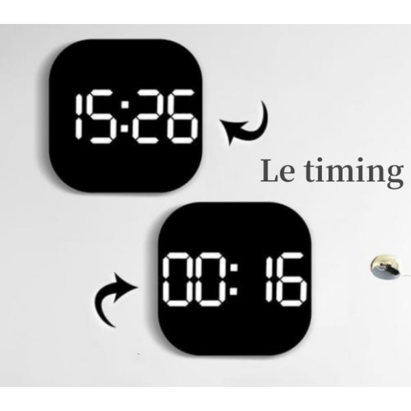 Svart-hvitt lampe type nedtellingsveggklokke, akryl LED, 12/24 timer