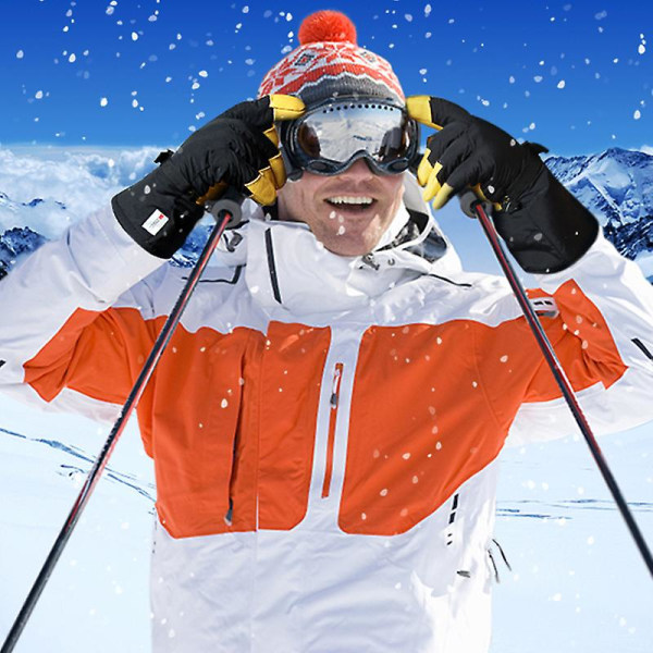 Ozero Vinter Abalone Fem-finger Læder Lange Varme Skihandsker（XL 9,06 tommer Gul）