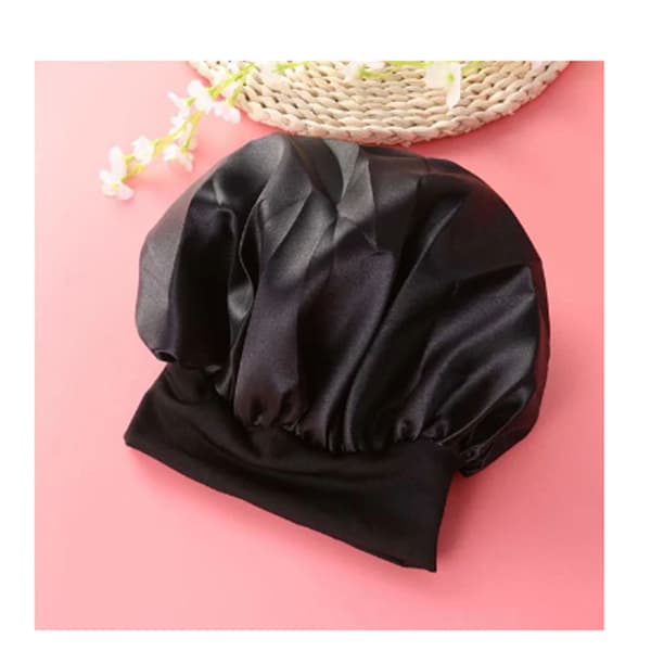 Satinmössa sovmössa (one size) Svart