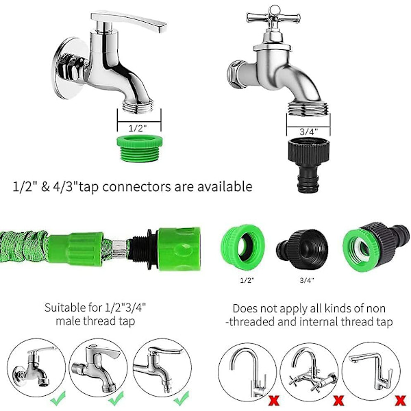 Udvidelig haveslange, haveslange med 8 modelsprøjtepistol 1/2&quot; 3/4&quot; forbindelsesfitting（125FT）