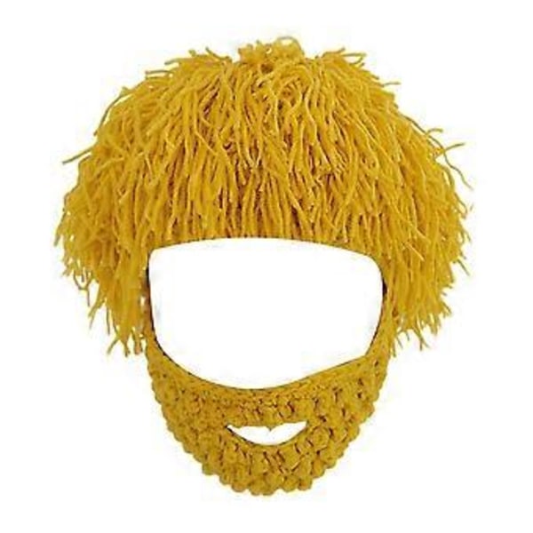 Strikket Lue Strikket Beanie Lue Casual Kostymerekvisitt Menn Kvinner Vinter Varm Hodeinnpakning Fuzzy Vinterlue for Ferie Snowboarding (Gurkemeie L)