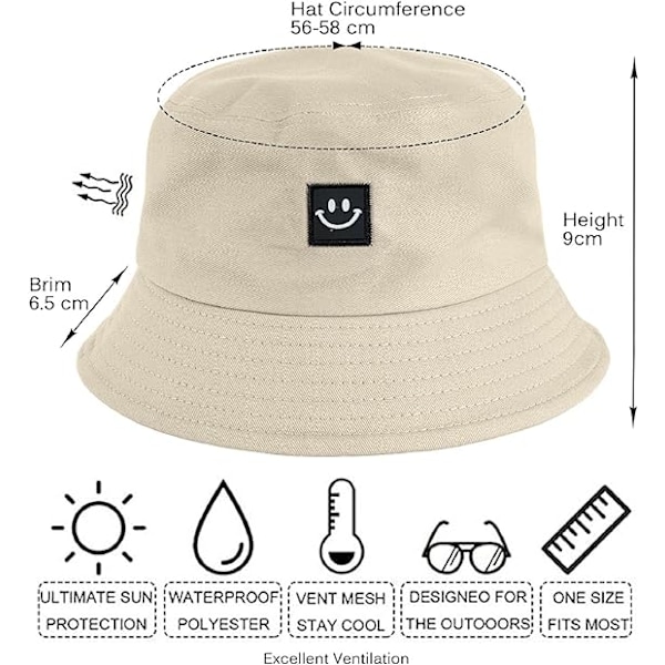 Fiskehatt for kvinner, solhatt, bøttehatter, bomull, bob-hatt, sammenleggbar, S