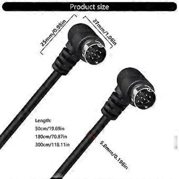 9-nastainen 9Pin S-video Mini Din -sovitin Jatkojohto Suora/Kulma S Video 9P 9-nastainen Mini DIN -videokaapeli 3m double bend