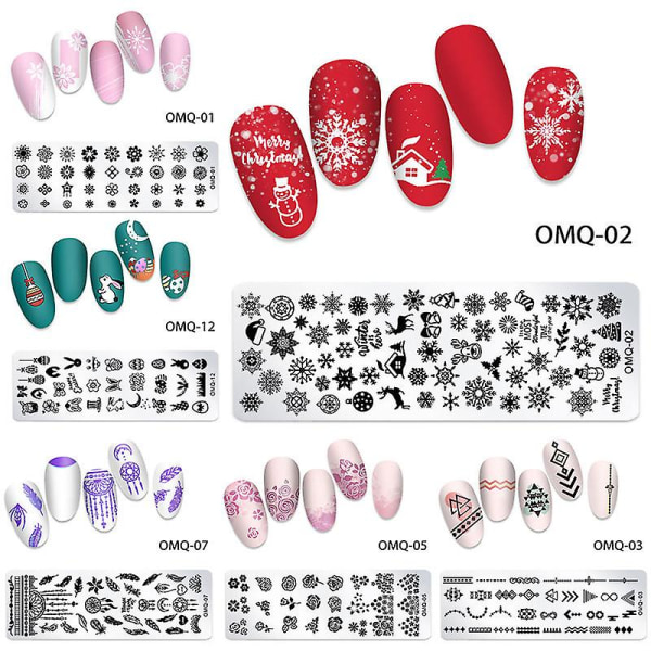 Nagelstämpelplatta Stämpelmall Nagelbildplatta Stencil Diy Tryck Rostfritt Stål Verktyg（OMQ09）