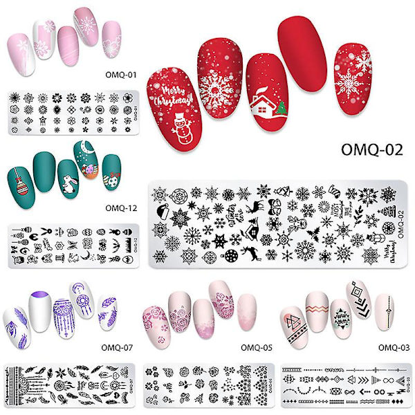 Neglestempelplade Stempelskabel Neglebillede Plade Stencil Diy Tryk Rustfrit Stål Værktøj（OMQ03）