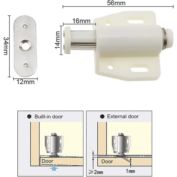 6 stycken magnetiska dörrlås tryckdörr tryckmagnetisk dörrlås för Ca