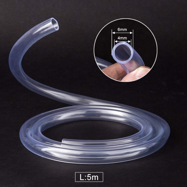 Transparent blød PVC-slange 5 meter, 4 × 6mm fleksibel trykslange