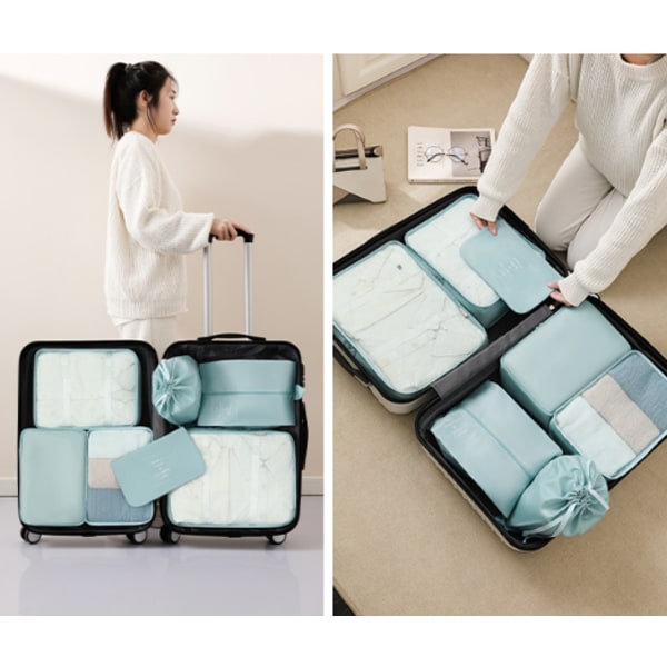 Beige, 7-delt sett for reisebagasjehåndtering, klespose, sko