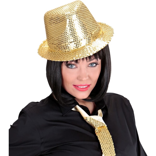 Glimmer Fedora Hat, Guld, Til Temafester Eller Karneval, Fest Hatte - Guld